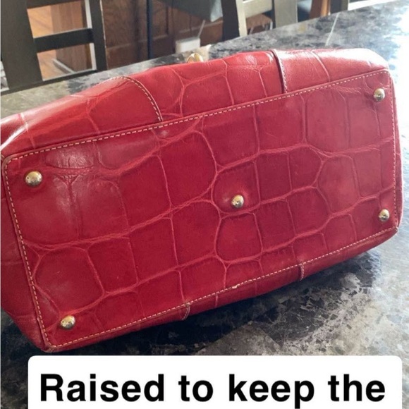 Dooney & Bourke Red Crocodile-Embossed Shoulder Bag - Picture 4 of 6